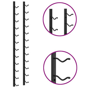 vidaXL Wall-Mounted Wine Racks for 12 Bottles 2 pcs. Black Iron