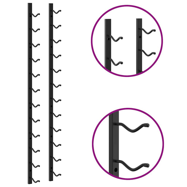 vidaXL Wall-Mounted Wine Racks for 12 Bottles 2 pcs. Black Iron