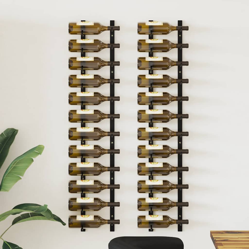 vidaXL Wall-Mounted Wine Racks for 12 Bottles 2 pcs. Black Iron