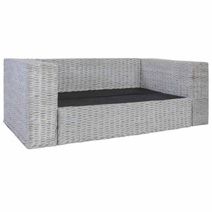 vidaXL 2-Seater Sofa with Cushions Grey Natural Rattan