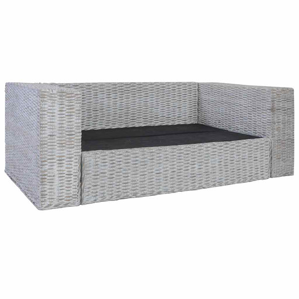 2-Sitzer-Sofa mit Kissen Grau Natürliches Rattan