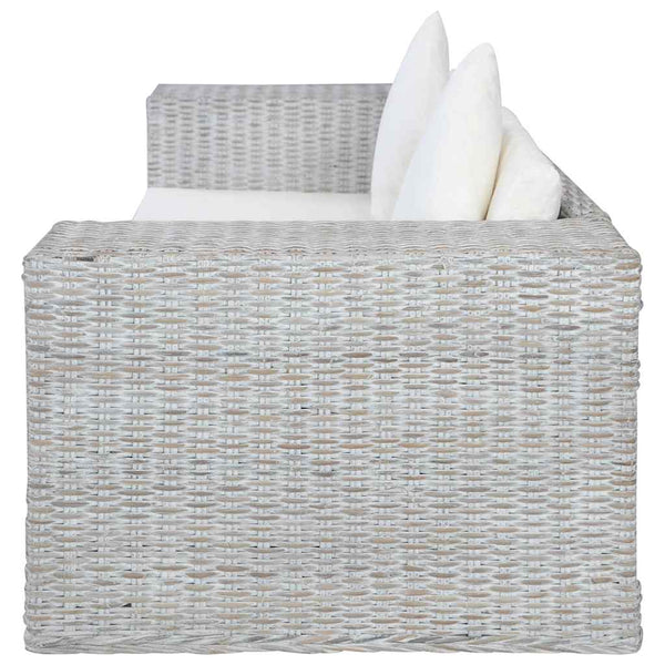vidaXL 2-Seater Sofa with Cushions Grey Natural Rattan