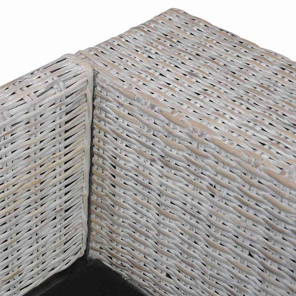 2-Sitzer-Sofa mit Kissen Grau Natürliches Rattan