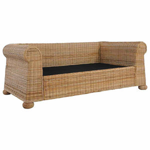 vidaXL 2-Seater Sofa with Cushions Natural Rattan
