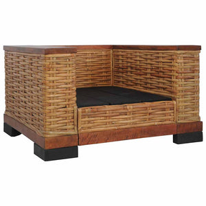 Sessel mit Kissen Braun Natur Rattan