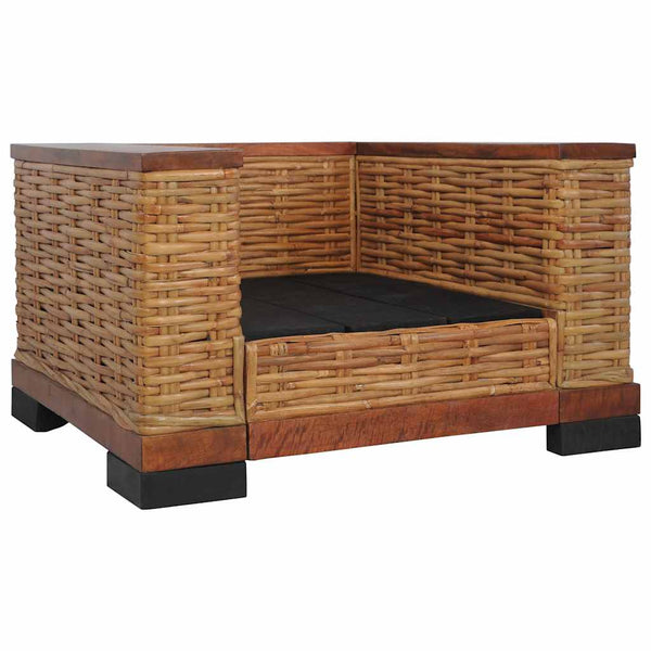 Sessel mit Kissen Braun Natur Rattan