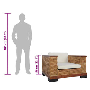 Sessel mit Kissen Braun Natur Rattan
