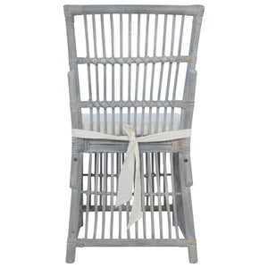Esszimmerstühle mit Kissen 2 Stk. Grau Natürliches Rattan