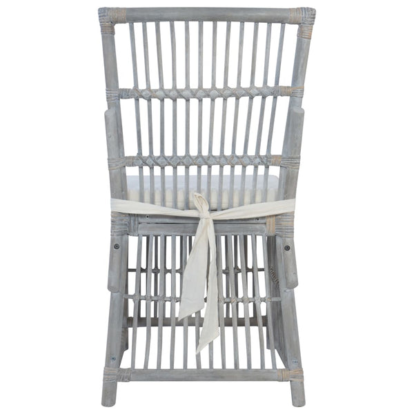 Esszimmerstühle mit Kissen 2 Stk. Grau Natürliches Rattan