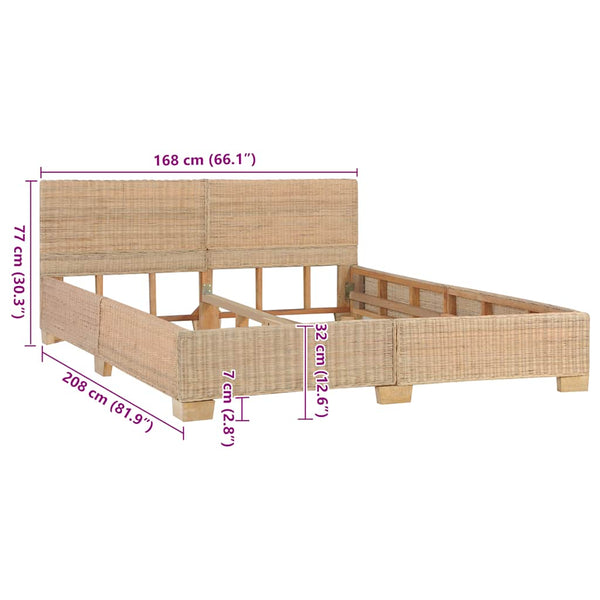 Bettrahmen Handgewebt Echtes Rattan 160×200 cm