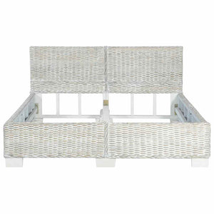 vidaXL Bed Frame Grey Natural Rattan 140 x 200 cm