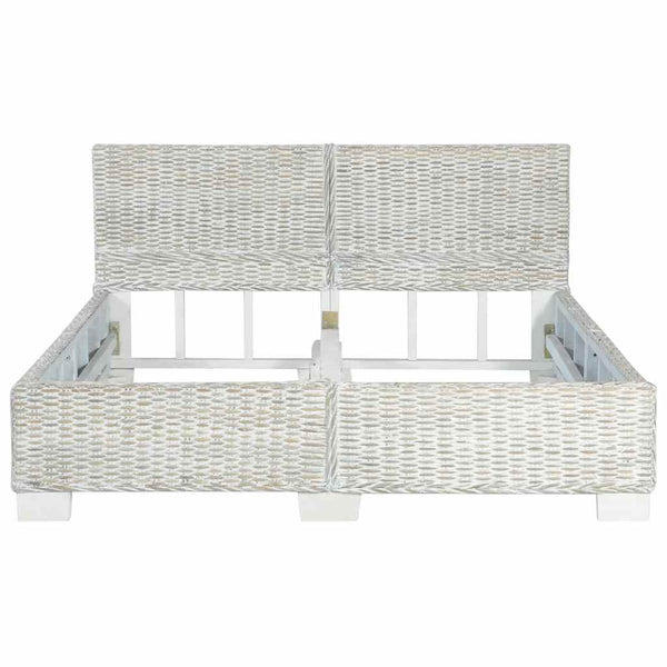 vidaXL Bed Frame Grey Natural Rattan 140 x 200 cm
