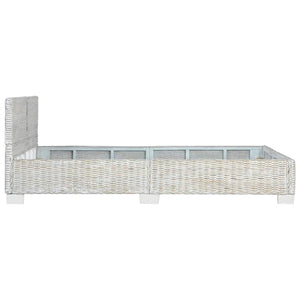 vidaXL Bed Frame Grey Natural Rattan 140 x 200 cm