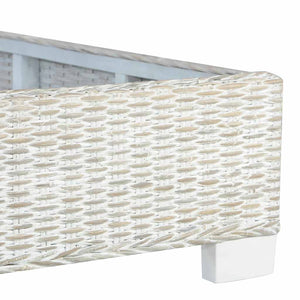 vidaXL Bed Frame Grey Natural Rattan 140 x 200 cm