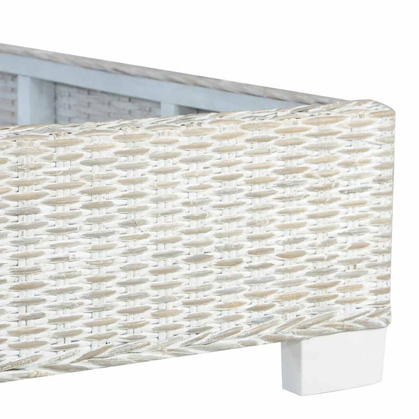 vidaXL Bed Frame Grey Natural Rattan 140 x 200 cm