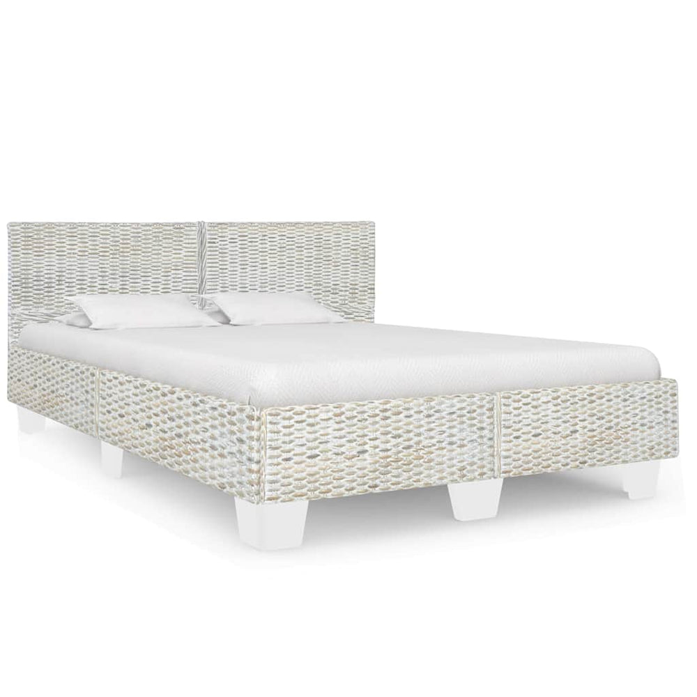 vidaXL Bed Frame Grey Natural Rattan 160 x 200 cm