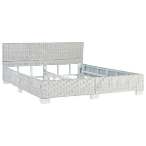 vidaXL Bed Frame Grey Natural Rattan 160 x 200 cm