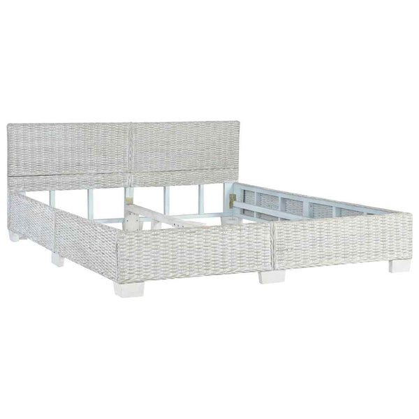 vidaXL Bed Frame Grey Natural Rattan 160 x 200 cm