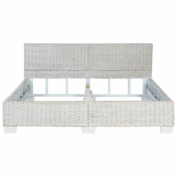 vidaXL Bed Frame Grey Natural Rattan 160 x 200 cm