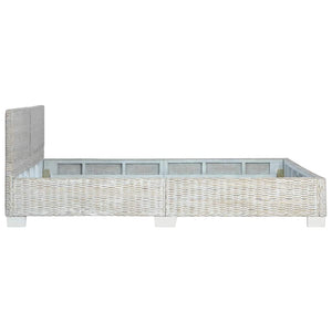 vidaXL Bed Frame Grey Natural Rattan 160 x 200 cm