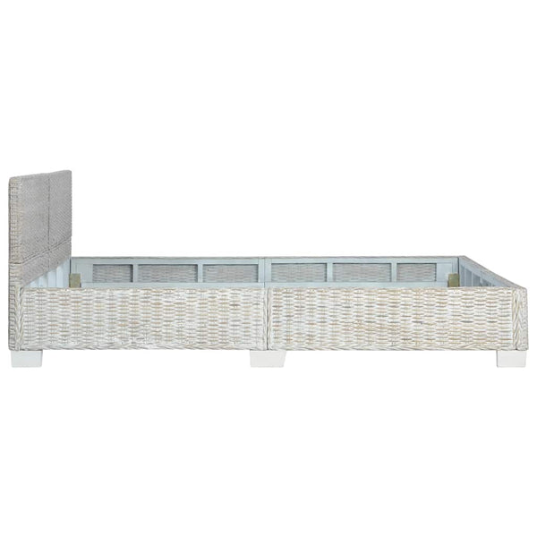 vidaXL Bed Frame Grey Natural Rattan 160 x 200 cm