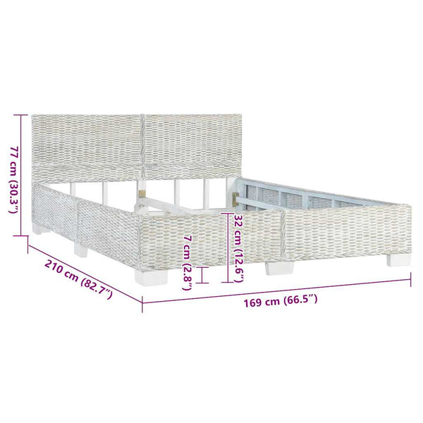 vidaXL Bed Frame Grey Natural Rattan 160 x 200 cm