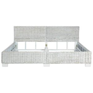 vidaXL Bed Grey Natural Rattan 180x200 cm