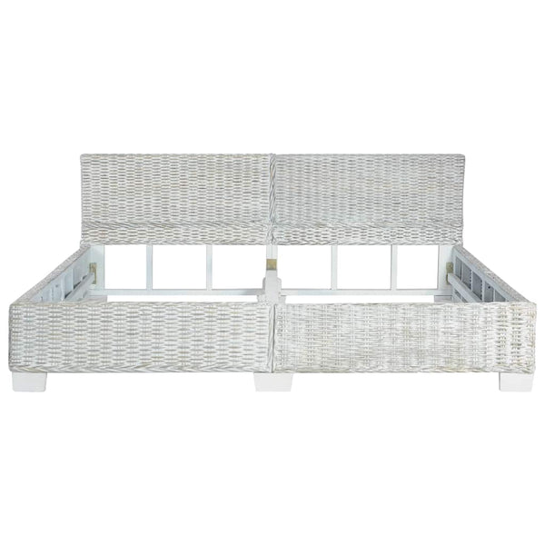 vidaXL Bed Grey Natural Rattan 180x200 cm