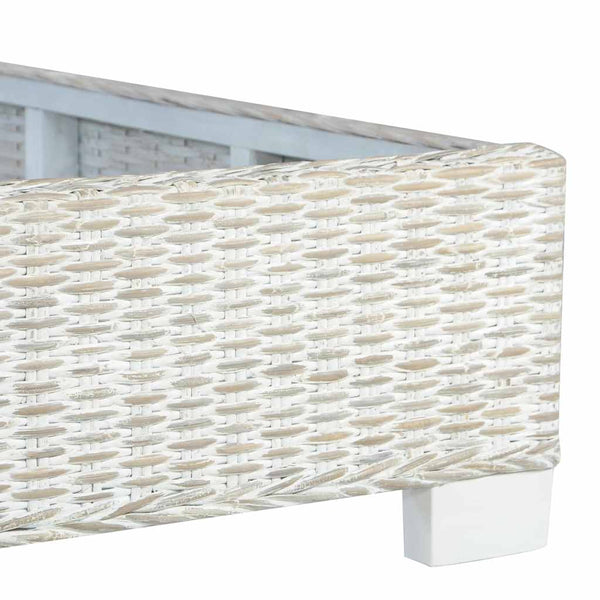 vidaXL Bed Grey Natural Rattan 180x200 cm
