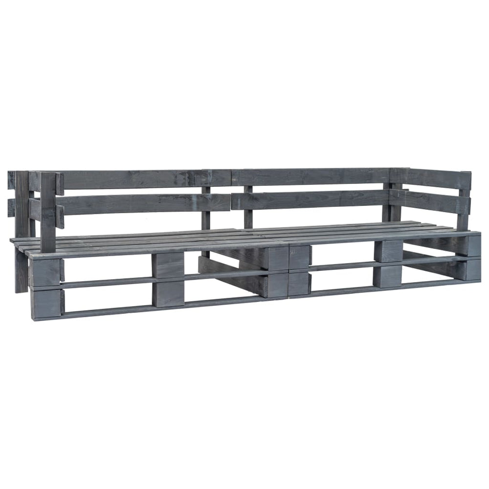 vidaXL 2-Seater Garden Pallet Sofa Grey Wood