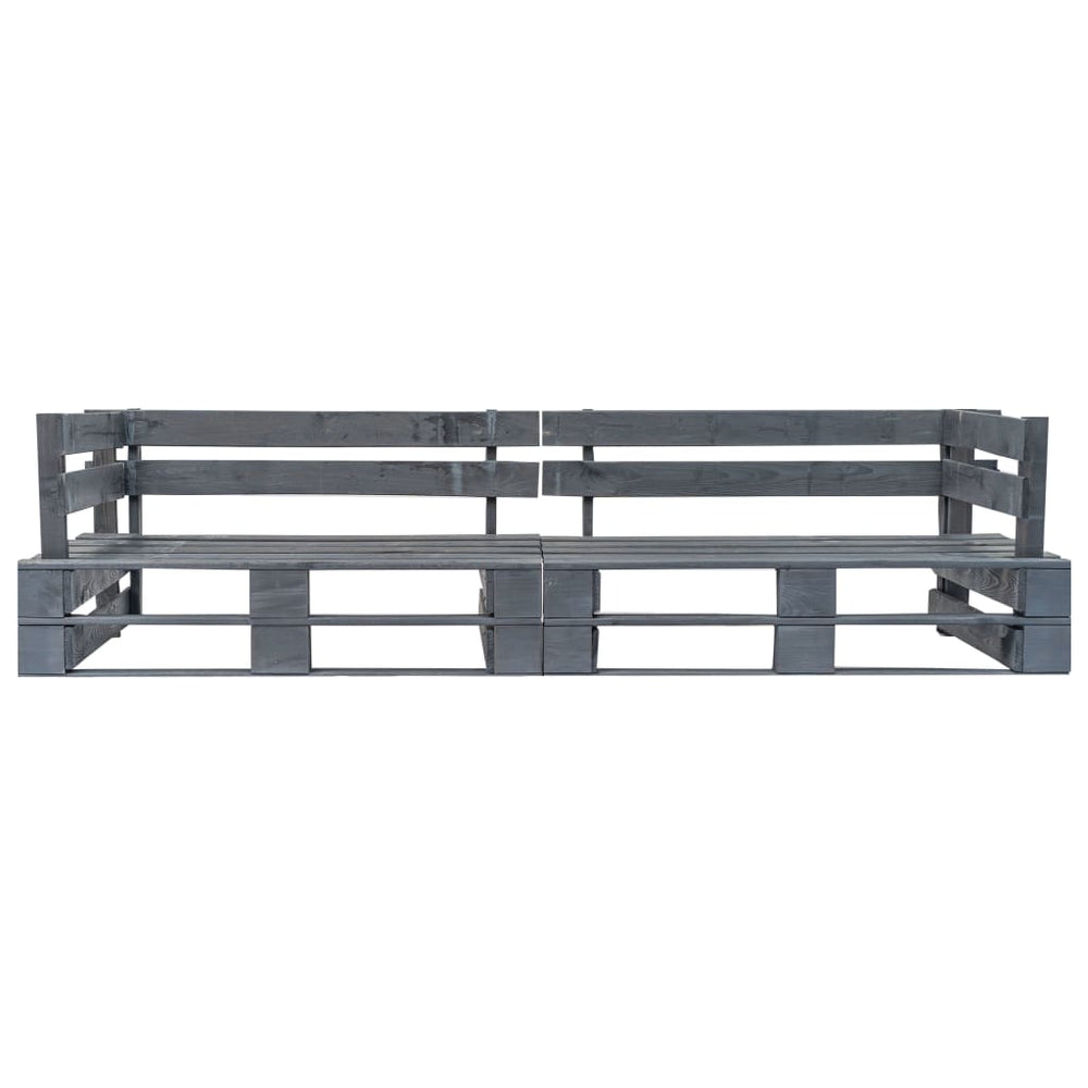 vidaXL 2-Seater Garden Pallet Sofa Grey Wood