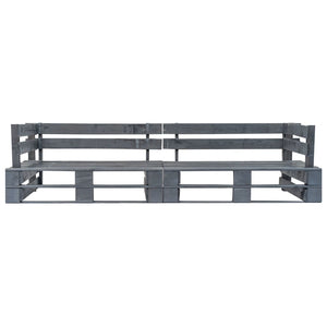 vidaXL 2-Seater Garden Pallet Sofa Grey Wood