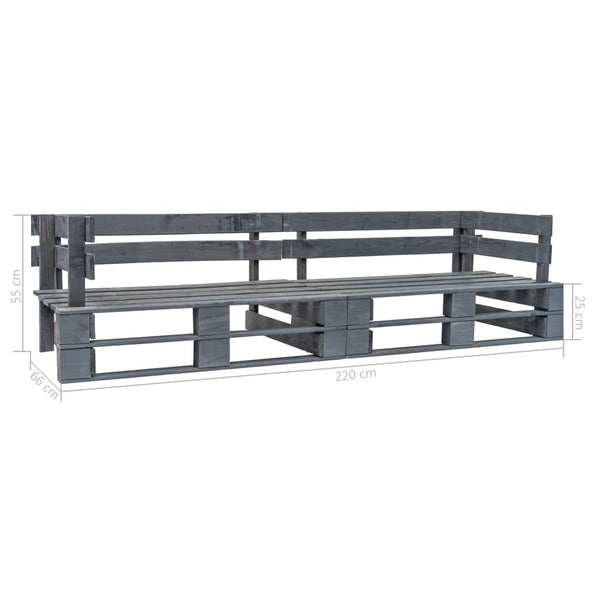vidaXL 2-Seater Garden Pallet Sofa Grey Wood
