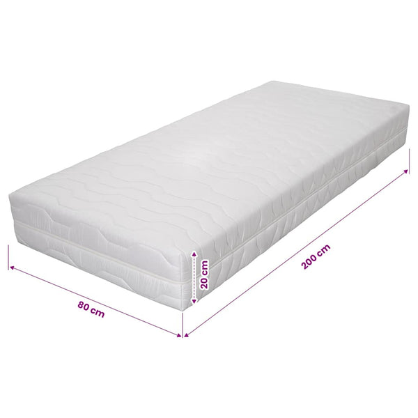 vidaXL Mattress 80 x 200 cm 7-Zone Pocket Sprung 20 cm H3