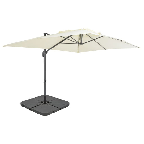 vidaXL Parasol with Portable Parasol Stand Sand White