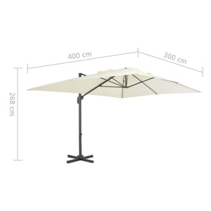 vidaXL Parasol with Portable Parasol Stand Sand White