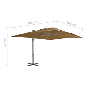 vidaXL Parasol with Portable Parasol Base Taupe