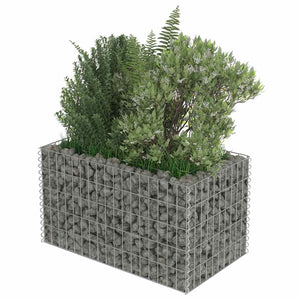 vidaXL Galvanized Steel Raised Garden Bed Gabion 90x50x50 cm