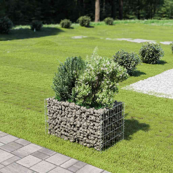 vidaXL Galvanized Steel Raised Garden Bed Gabion 90x50x50 cm