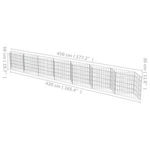 vidaXL Gabion Wall Galvanized Steel 450x30x50 cm