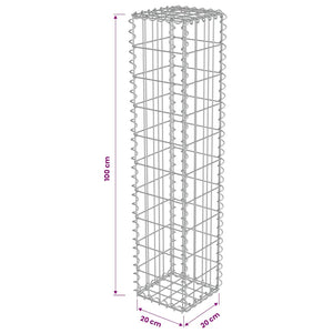 vidaXL Gabion Wall with Cover Galvanized Steel 20x20x100 cm