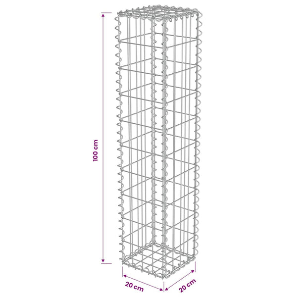 vidaXL Gabion Wall with Cover Galvanized Steel 20x20x100 cm