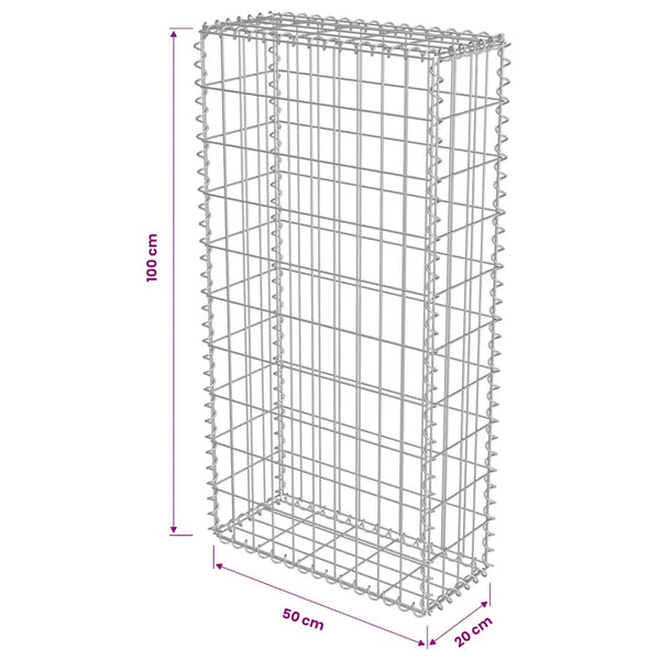 vidaXL Gabion Wall with Cover Galvanized Steel 50x20x100 cm