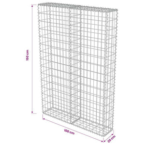 vidaXL Gabion Wall with Cover Galvanized Steel 100x20x150 cm