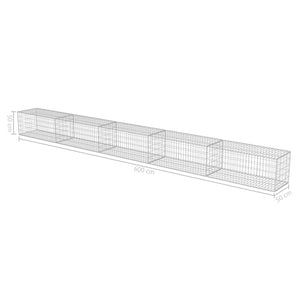 vidaXL Gabion Wall with Cover Galvanized Steel 600x50x50 cm