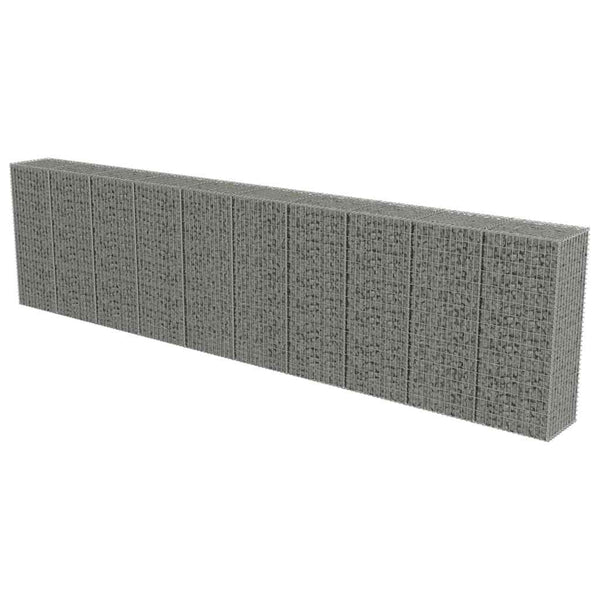 vidaXL Gabion Wall with Cover Galvanized Steel 600x50x150 cm