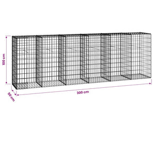 vidaXL Gabion Wall with Cover Galvanized Steel 300×50×100 cm