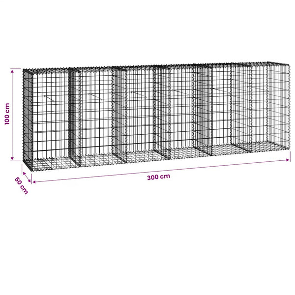 vidaXL Gabion Wall with Cover Galvanized Steel 300×50×100 cm