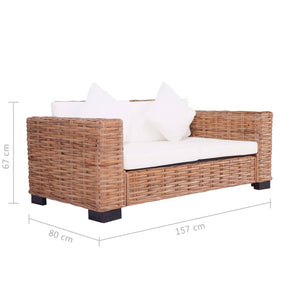 vidaXL 2-Seater Garden Sofa Natural Rattan