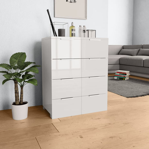 vidaXL High-Gloss White Sideboard 60x35x80 cm Engineered Wood